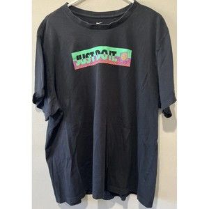 Nike Black Short Sleeve Tee with Neon 'Just Do It' Graphic